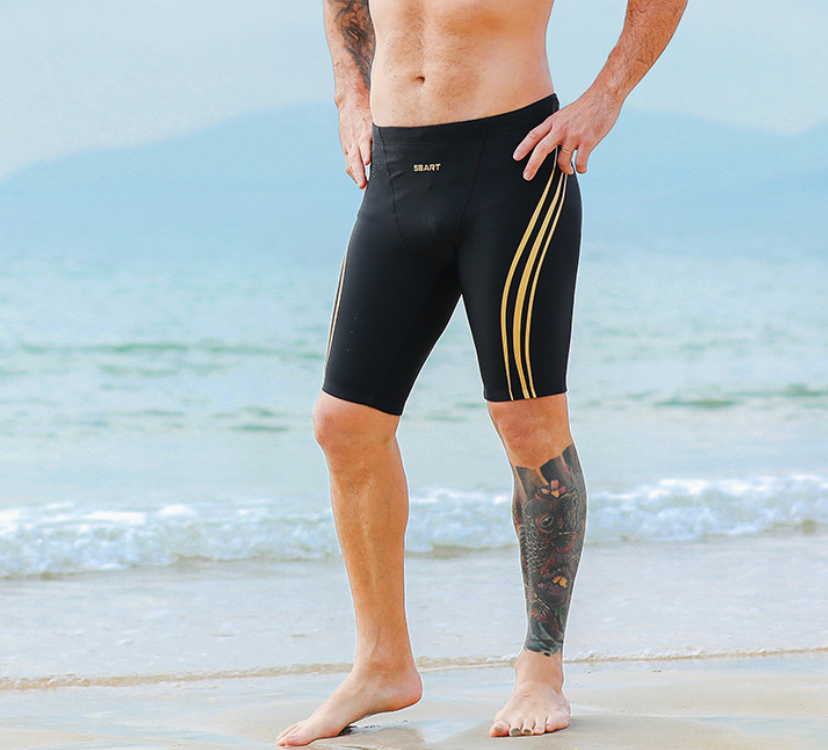 Men’s Professional Swim Trunks – Lycra High-Elasticity Five-Point Training Shorts