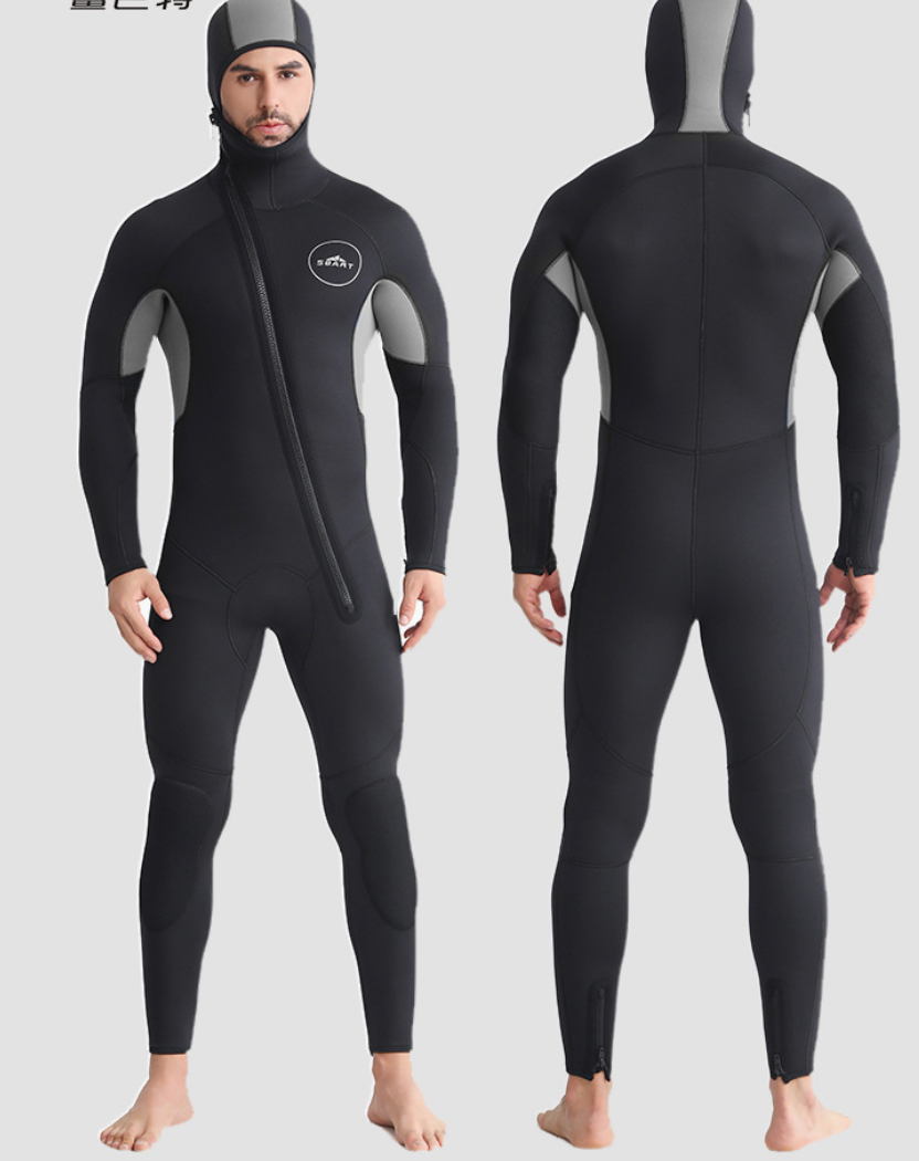 5/7mm Men’s Diving Suit – Fleece-Lined One-Piece Wetsuit for Winter Swimming & Snorkeling