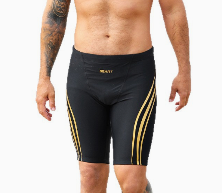 Men’s Professional Swim Trunks – Lycra High-Elasticity Five-Point Training Shorts