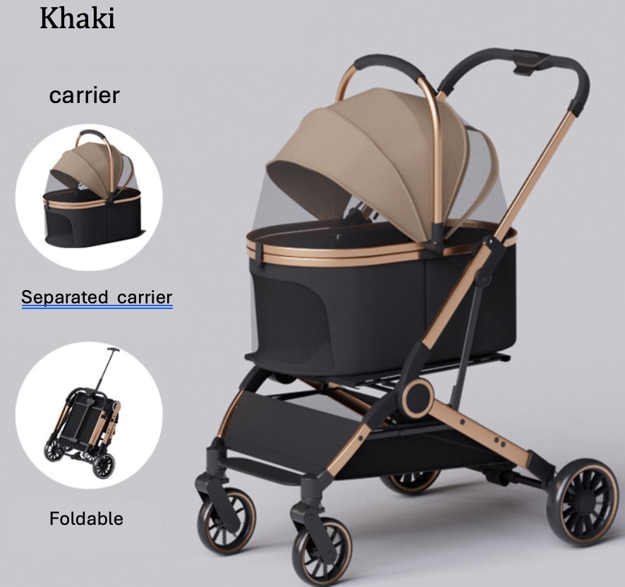 Full cover separable and foldable pet stroller