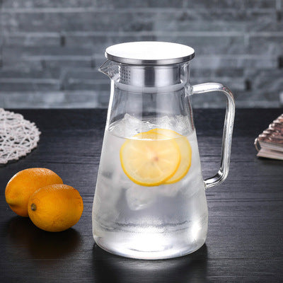 Glass Waterpot with metal lip