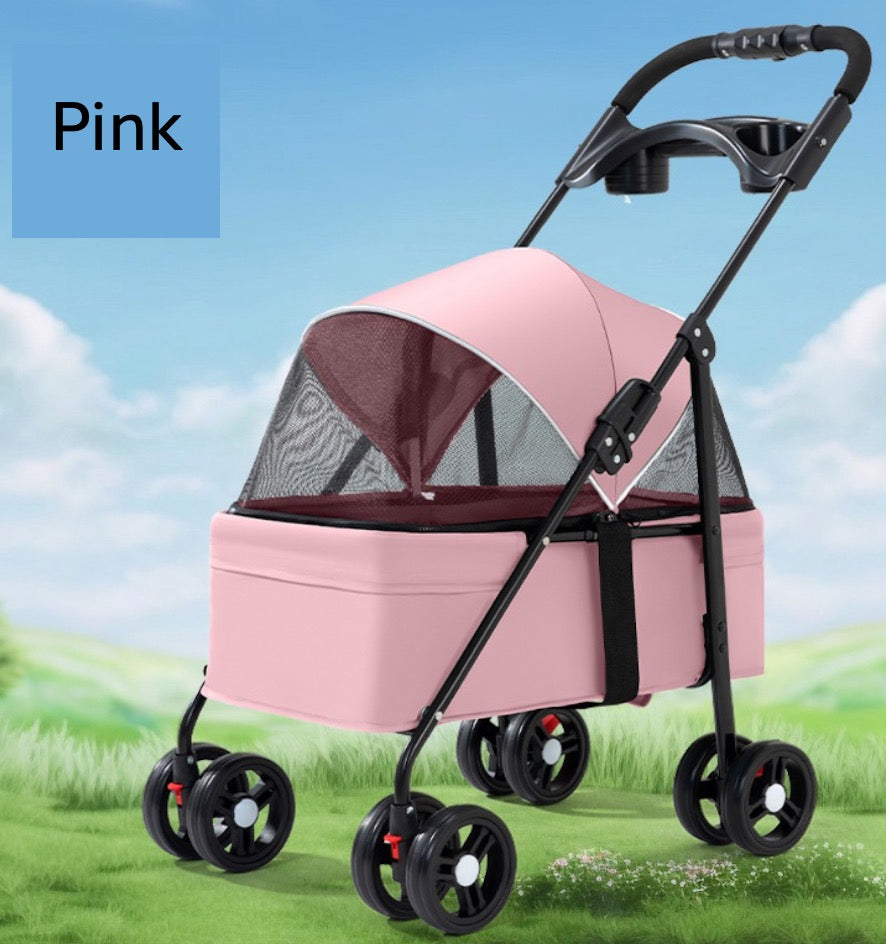 Full cover foldable pet stroller