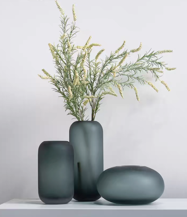 Cloisonné vase grey-blue-green glazed set