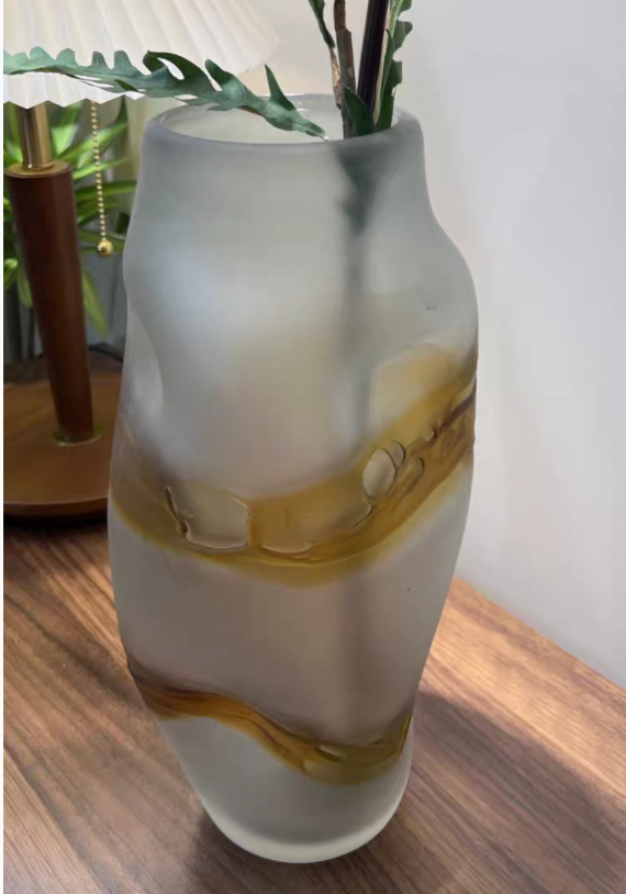 Cloisonné vase frosted yellow