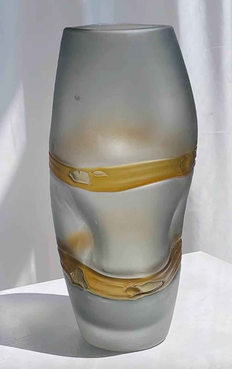 Cloisonné vase frosted yellow
