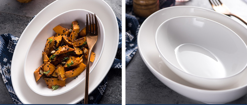 White Ellipse Sala Bowl Porcelain