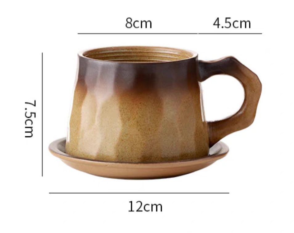 Coarse pottery coffee mug set