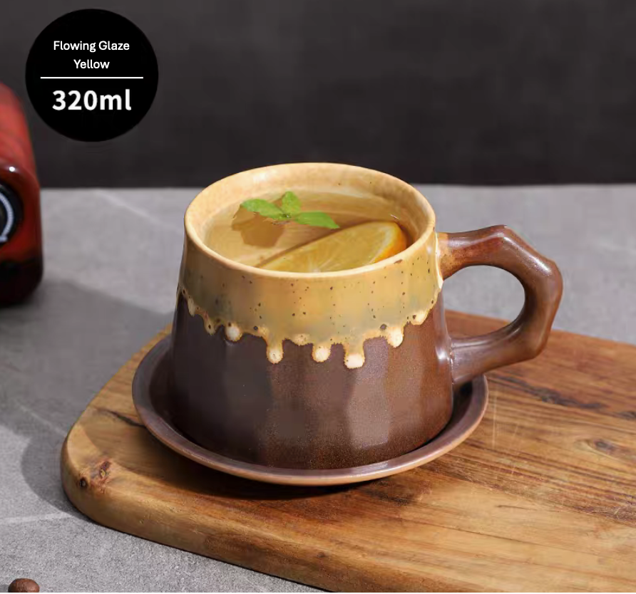 Coarse pottery coffee mug set
