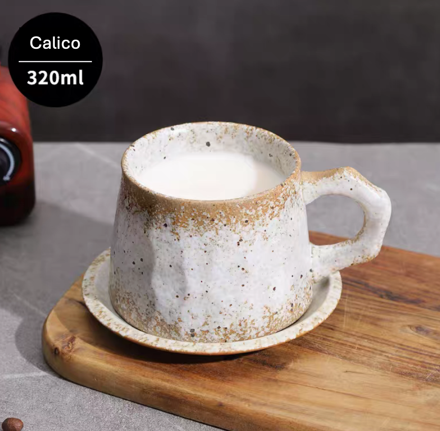 Coarse pottery coffee mug set