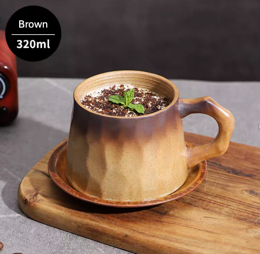 Coarse pottery coffee mug set