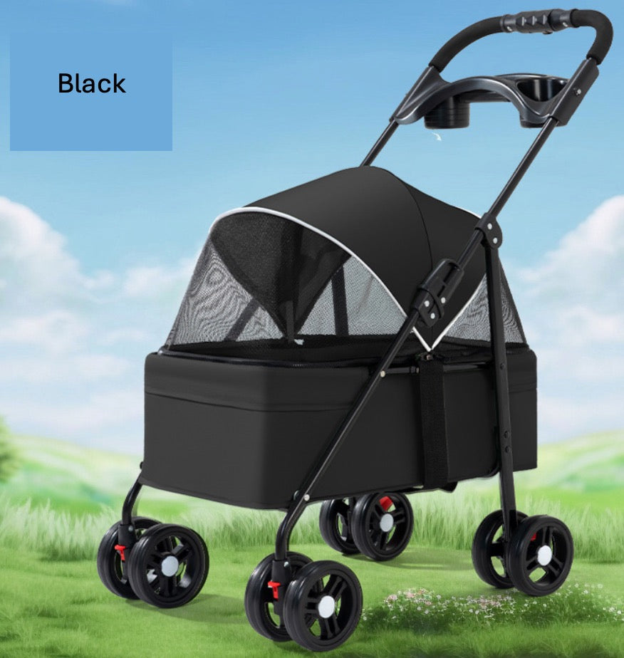 Full cover foldable pet stroller