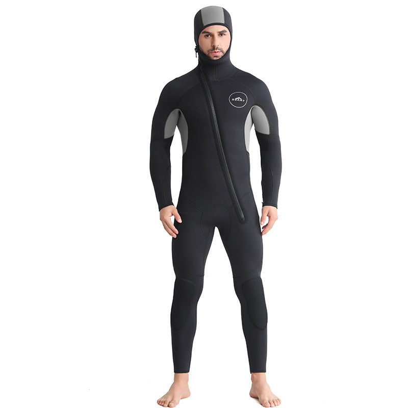 5/7mm Men’s Diving Suit – Fleece-Lined One-Piece Wetsuit for Winter Swimming & Snorkeling