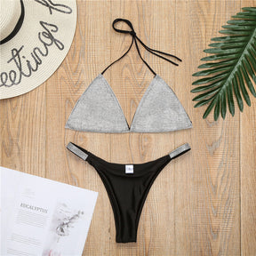 Hot Selling Pure Color diamond split Bikini