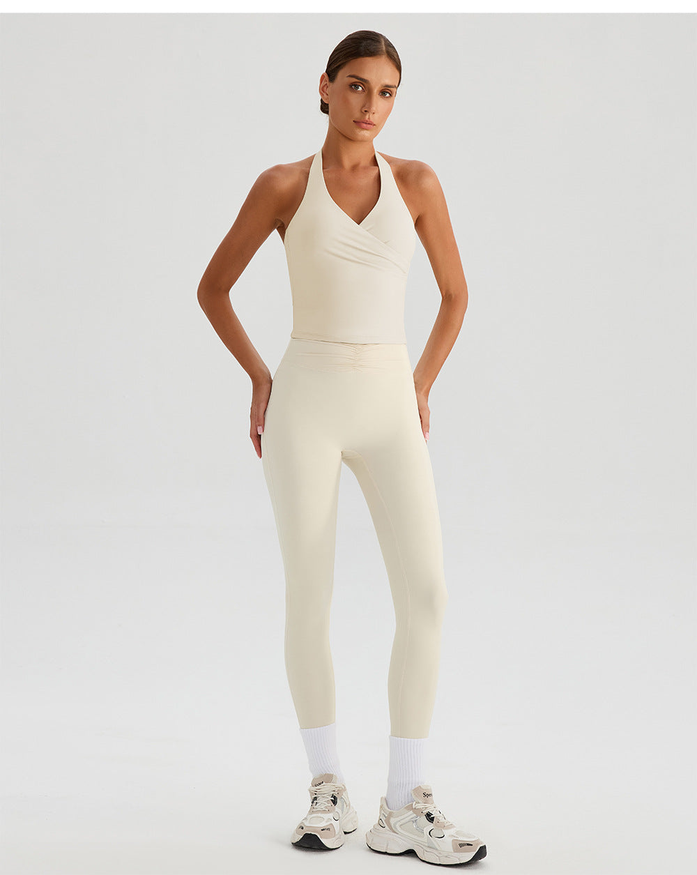Women's v-neck sports bra top  Push-Up Support