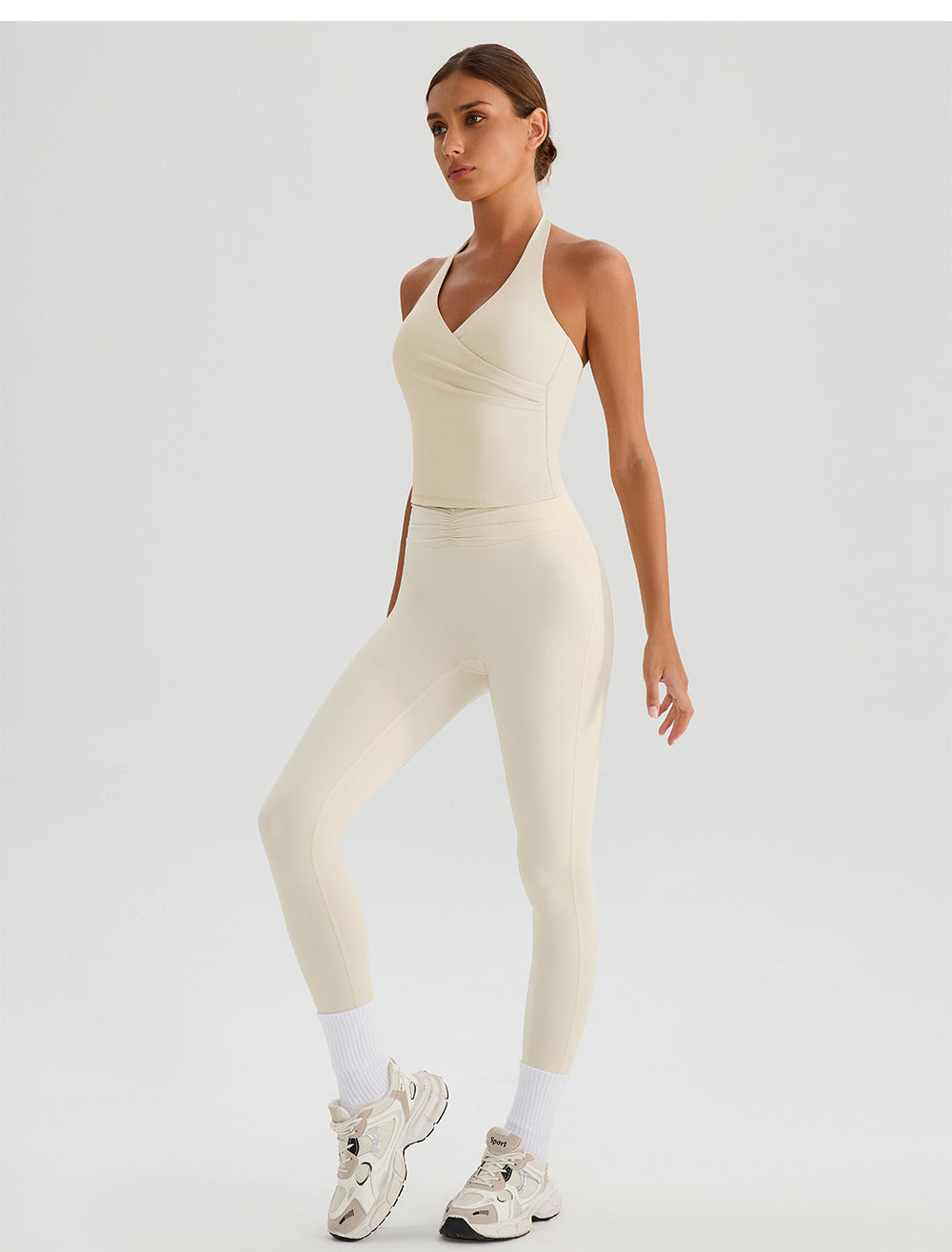 Women's v-neck sports bra top, Push-Up Support