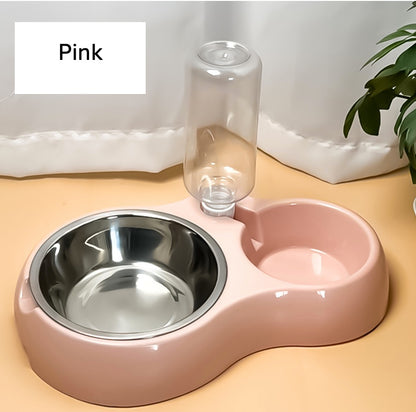 Dual-purpose pet water and food dispenser for cats and dogs