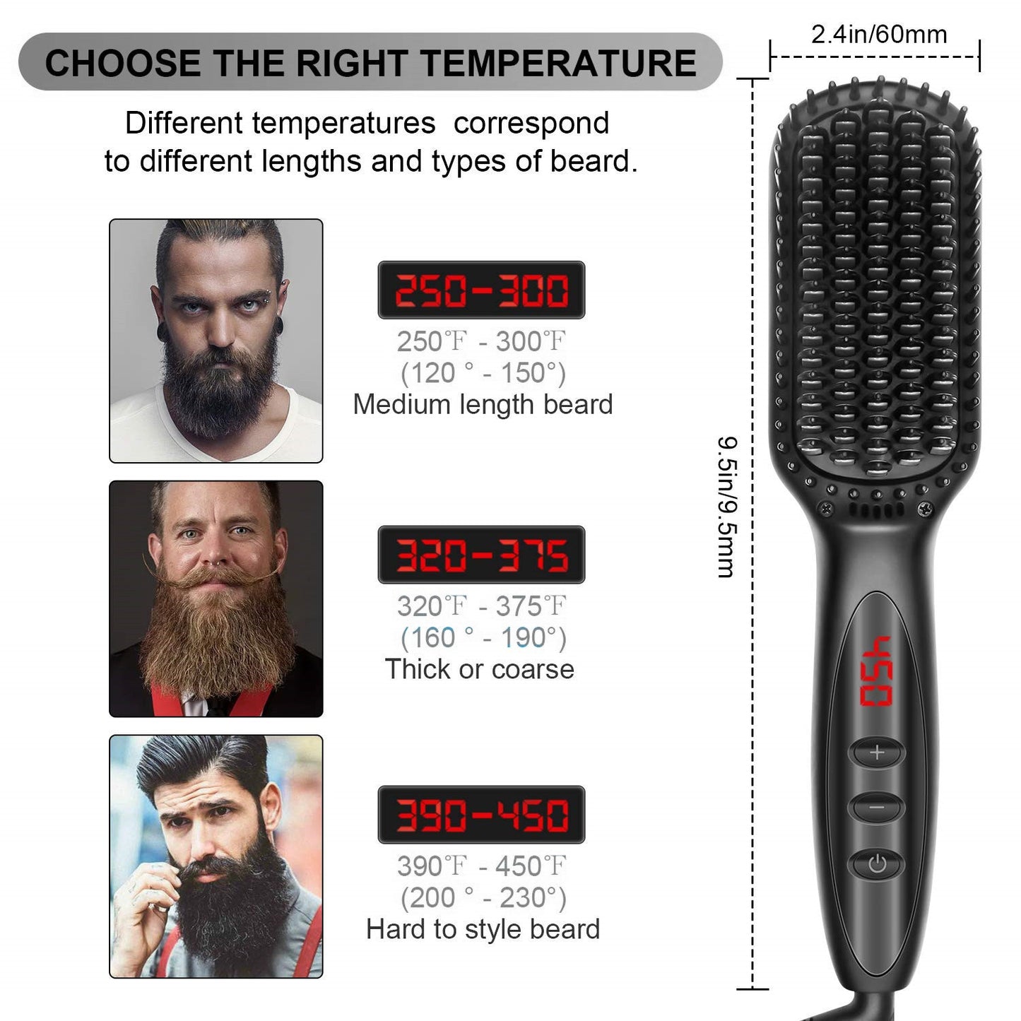 Power straightener brush for man