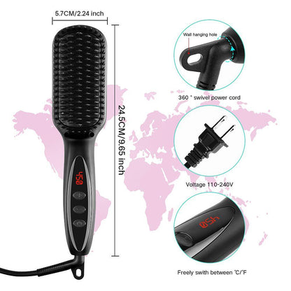 Power straightener brush for man