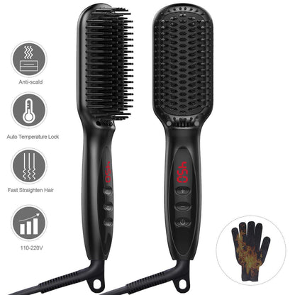 Power straightener brush for man