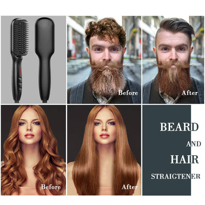 Power straightener brush for man