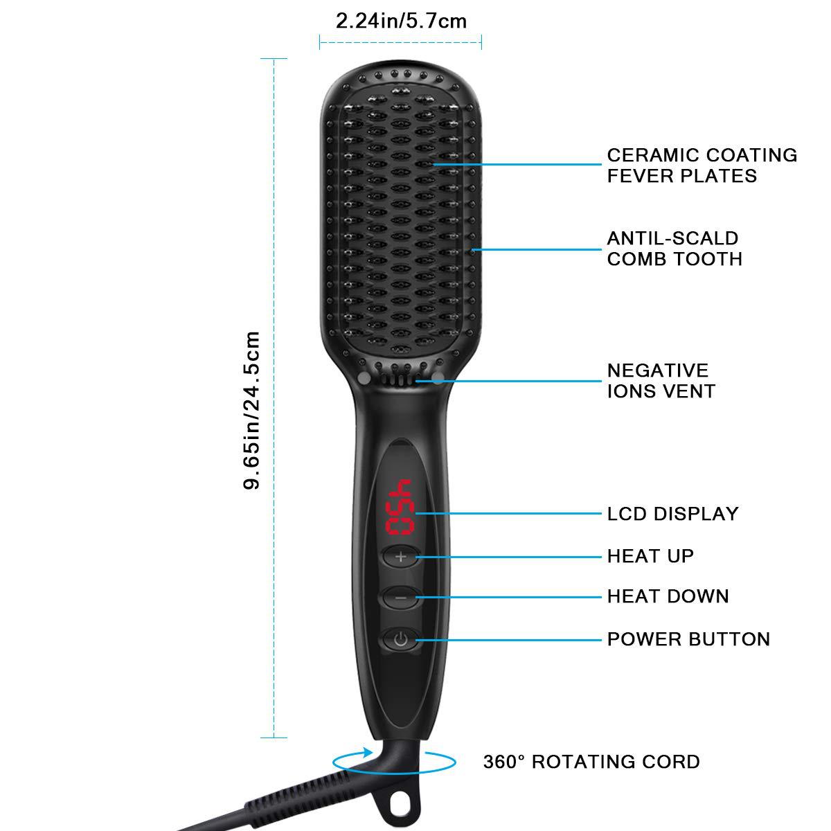 Power straightener brush for man