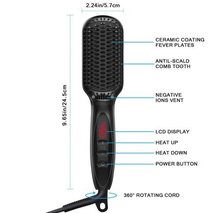 Power straightener brush for man