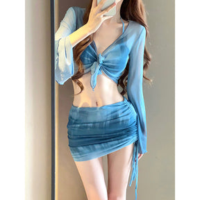 Women's split skirt bikini  Four-Piece Split Skirt Style