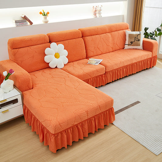 Floral Flannel Skirt Elastic Sofa Cover