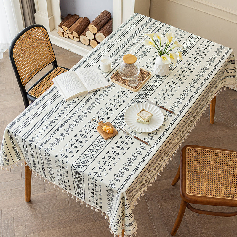 Bohemian style cotton-linen tablecloth