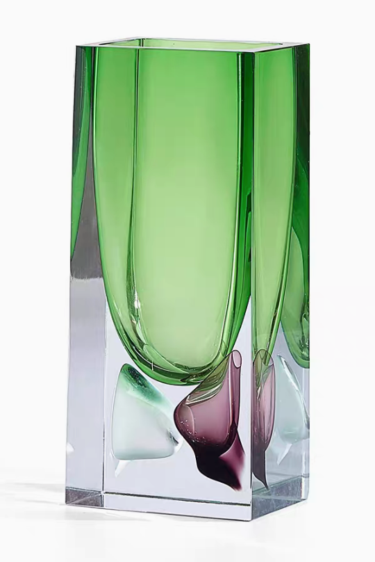 glass green vase