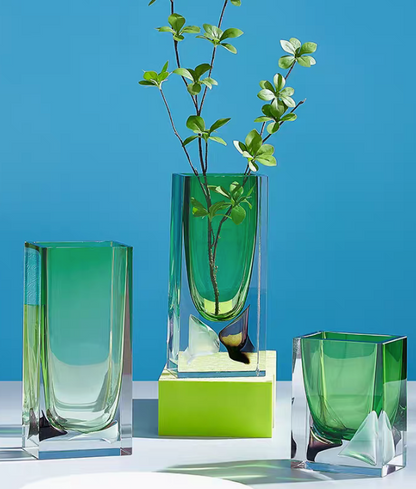 glass green vase