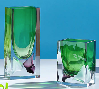 glass green vase