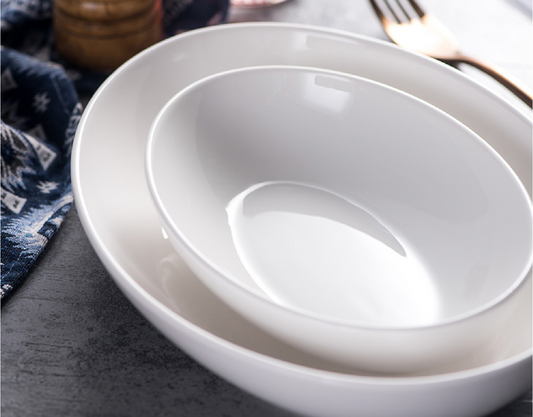 White Ellipse Sala Bowl Porcelain