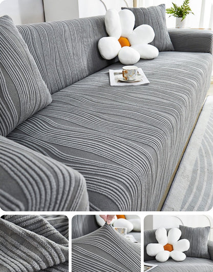 Raised flannel elastic sofa cover