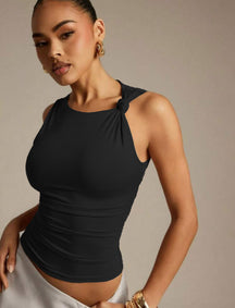 Off shoulder yoga tank top for women slim fit sexy workout top