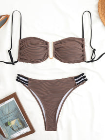 Sexy Cut Out Special Fabric Split Bikini