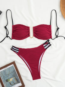 Sexy Cut Out Special Fabric Split Bikini